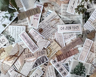 50 adesivi washi in stile vintage, effimeri per scrapbooking, kit per scrapbooking, vintage, collage, ritagli, adesivi, creazione di biglietti
