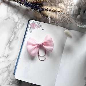 Planner Paper Clip, Sheer Pink Bow Paper Clip, Ribbon Paper Clip, Handmade Bow Paper Clip, Planner Accessories, Hobonichi, Coquette Bookmark