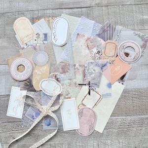 Kit de carnet esthétique 50 pièces - sac à main - kit de scrapbooking - sac mystère - scrapbooking - chutes - collage - fabrication de cartes - fournitures créatives - autocollants
