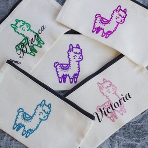 Gepersonaliseerde lama canvas tas met rits, gepersonaliseerde lama ontwerp met rits, gepersonaliseerde lama liefhebber canvas tas