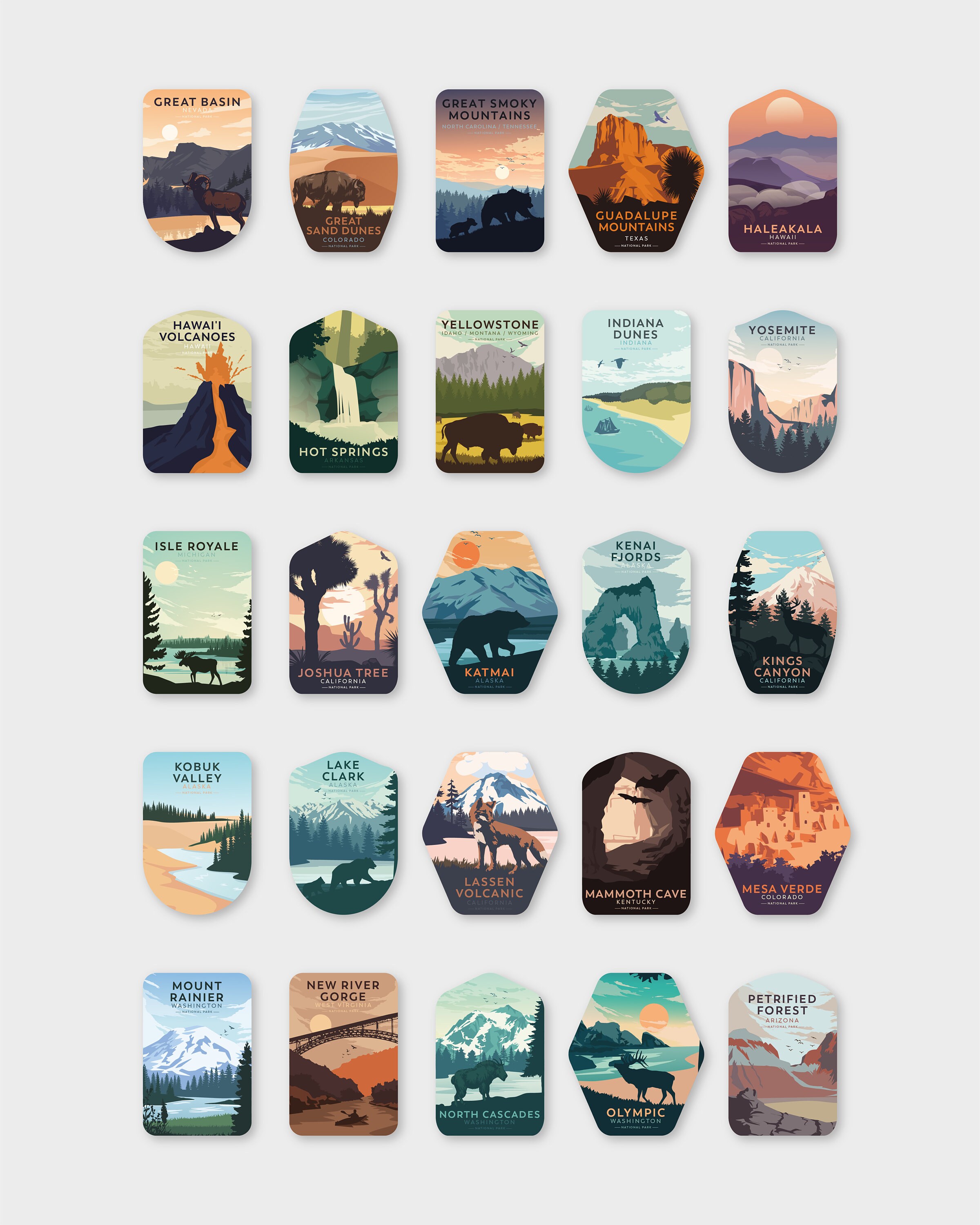 3D UV Embossed Vinyl Beautiful National Park Sticker Set for Laptops ...
