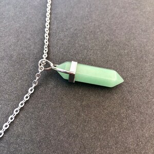 Aventurine Crystal Point Necklace, Aventurine Generator Pendant Necklace with your choice of Chain or Cord