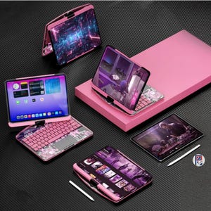 Custodia con tastiera trasparente per iPad 360 / Retroilluminazione RGB / Trackpad multi-touch / Ricarica rapida USB-C / Accessori per iPad, iPad PRO, Air e altro