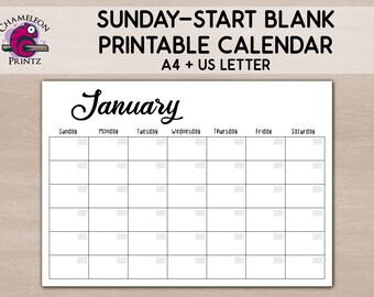 monday start simple blank calendar minimalistic no date a4 etsy