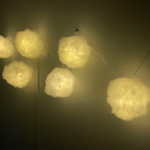 6’ Soft White LED String Cloud Lights, Handmade Led Cloud, Battery Powered Cloud Lamp, Nursery Decor, Baby shower Gift, Christmas Gift