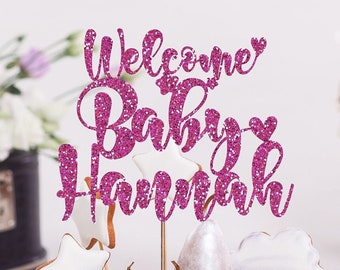 Custom Welcome Baby Cake Topper, Baby Shower Cake Topper, Gender Reveal Party Cake Decoration, Baby Boy Girl Cake Decor, Baby Shower Decor