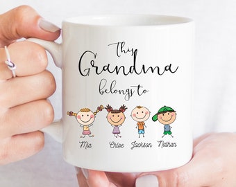 Custom Grandma Mug, This Grandma Belongs to Mug, Grandkids Gift, Gift for Nanny, Grandparents Gift, Personalized Grandmother Gift