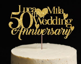 2 Custom Names and Any Year Wedding Anniversary Cake Topper, 50th Anniversary Cake Topper, 10th/20th/30th/40th Custom Anniversary Topper