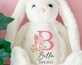 Personalized Bunny Plush Soft Toy, Custom New Baby Gift, Name Bunny Rabbit Toy, Kids Cuddly Toy, Girls Boys Easter Teddy Gift