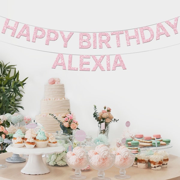 Custom Happy Birthday Banner, Happy Birthday Name Sign, Personalized Birthday Banner, Custom Name Birthday Banner, Happy Birthday Custom