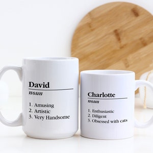 Personalized Name Definition Ceramic Mug Custom Gifts Ideas Presents For Mom Dad Birthday Christmas Mothers Fathers Day Mug for her him