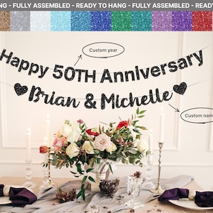Custom Anniversary Banner, Personalized Wedding Banner, Anniversary Decor, Wedding Anniversary Party Supplier, Any Year Anniversary Banner