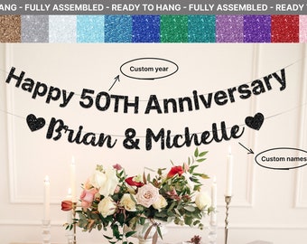 Custom Anniversary Banner, Personalized Wedding Banner, Anniversary Decor, Wedding Anniversary Party Supplier, Any Year Anniversary Banner