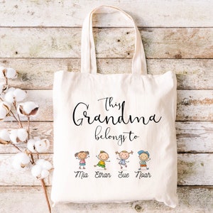 Custom This Grandma Belongs to Tote Bag, Christmas Gift for Grandma, Grandma Tote Bag, Nana Shopping Bag, Nanny Christmas Gift