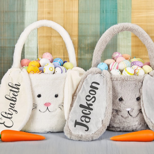 Personalized Easter Basket, Plush Easter Bag, Egg Hunting Bucket, 1st Easter Gift, Plush Bunny Basket, Easter Gift, Toy basket bag organizer