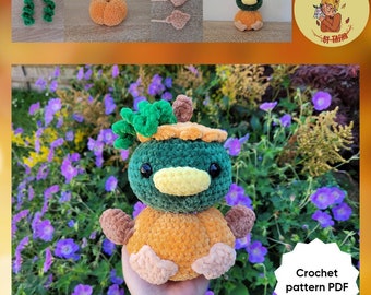 DIGITAL PATTERN: Pumpkin Duck Halloween Crochet Plushie