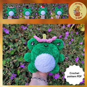 DIGITAL PATTERN: Frog Crochet Plushie (includes 4 hat options)