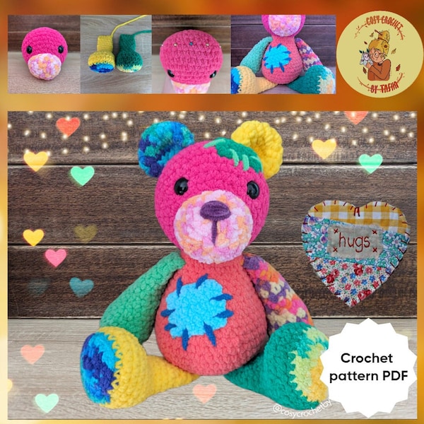 DIGITAL PATTERN: Scrappy Bear Crochet Plushie