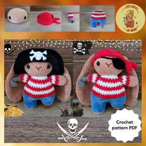 DIGITAL PATTERN: Pirate bunny crochet plushie