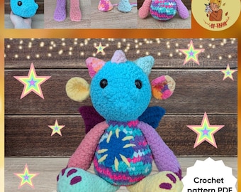 DIGITAL PATTERN: Scruffy Dragon Crochet Plushie