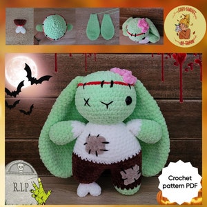 DIGITAL PATTERN: Zombie Bunny Halloween Crochet Plushie