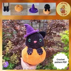 DIGITAL PATTERN: Pumpkin Kitty Halloween Crochet Plushie