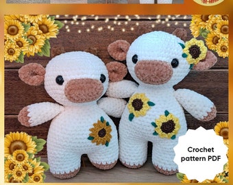 DIGITAL PATTERN: Sunflower Cow Crochet Plushie