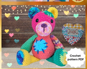 DIGITAL PATTERN: Scrappy Bear Crochet Plushie