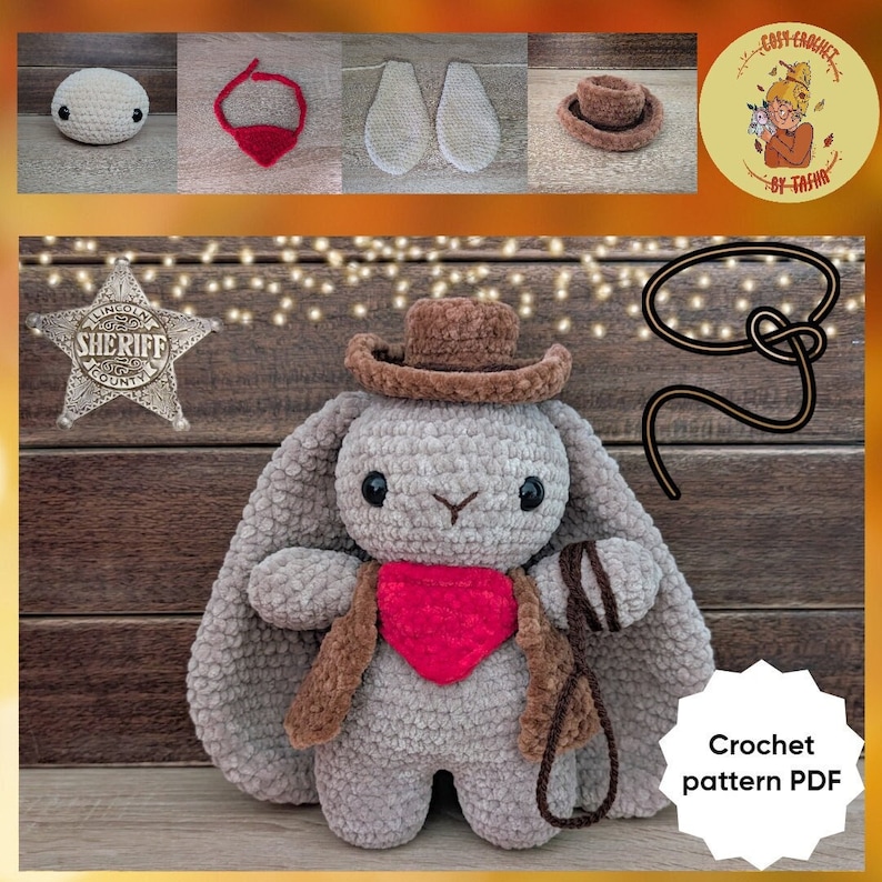 Cowboy Rabbit Swing Rope DIGITAL PATTERN: Cowboy Bunny Crochet Plushie - Etsy