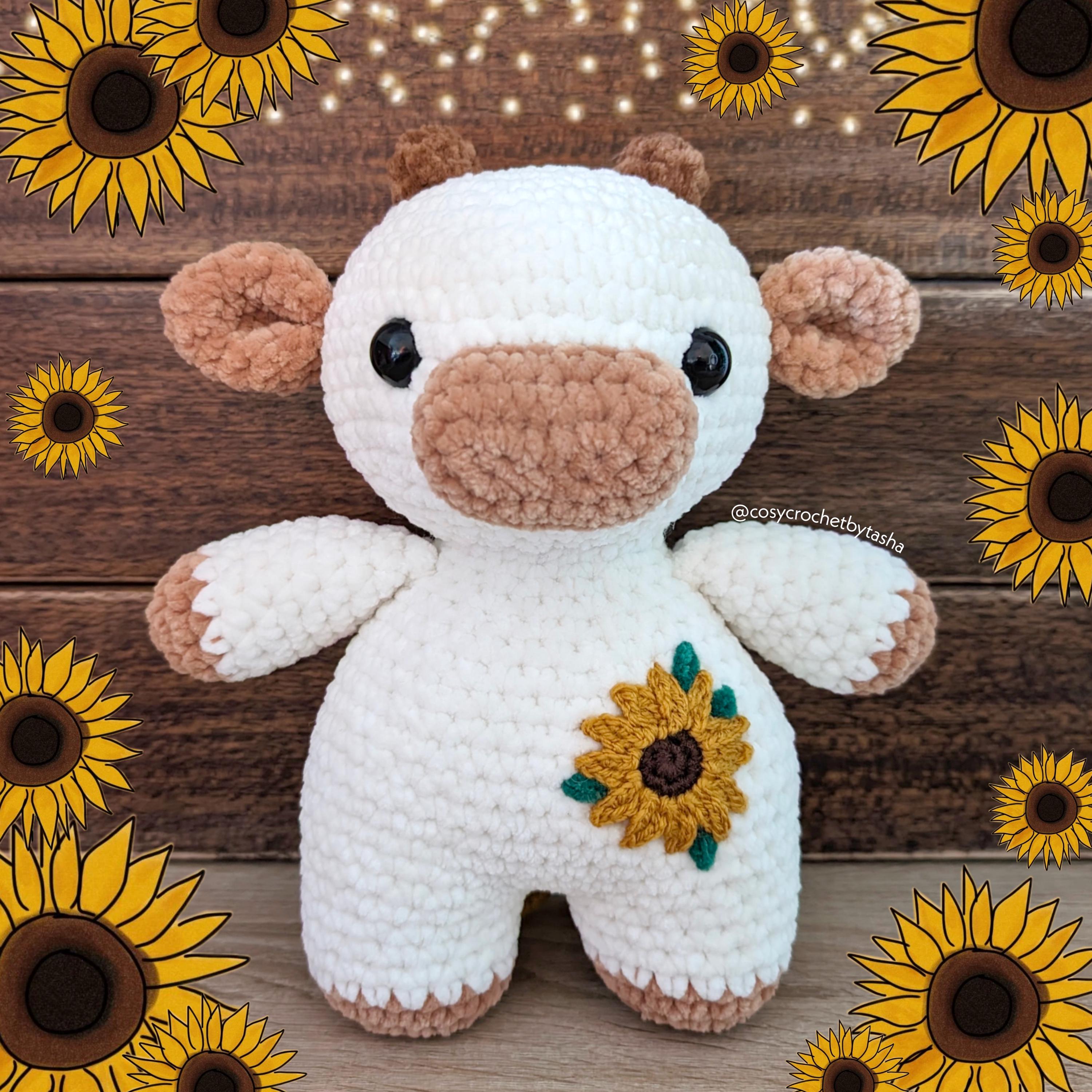 5 Sunflower Cow Crochet Patterns to Bring Rustic Farm Charm to Your Home 2 Digital Pattern: Sunflower Cow Crochet Plushie