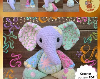DIGITAL PATTERN: Shabby Elephant Crochet Plushie