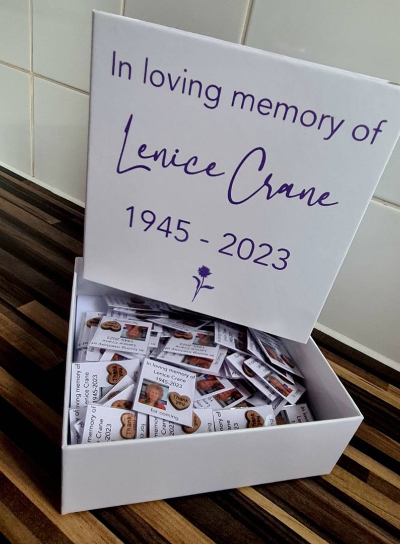 Funeral favor favours use your own picture image bespoke in loving memory from 1 pound each complimentary box included on orders over 100 image 6