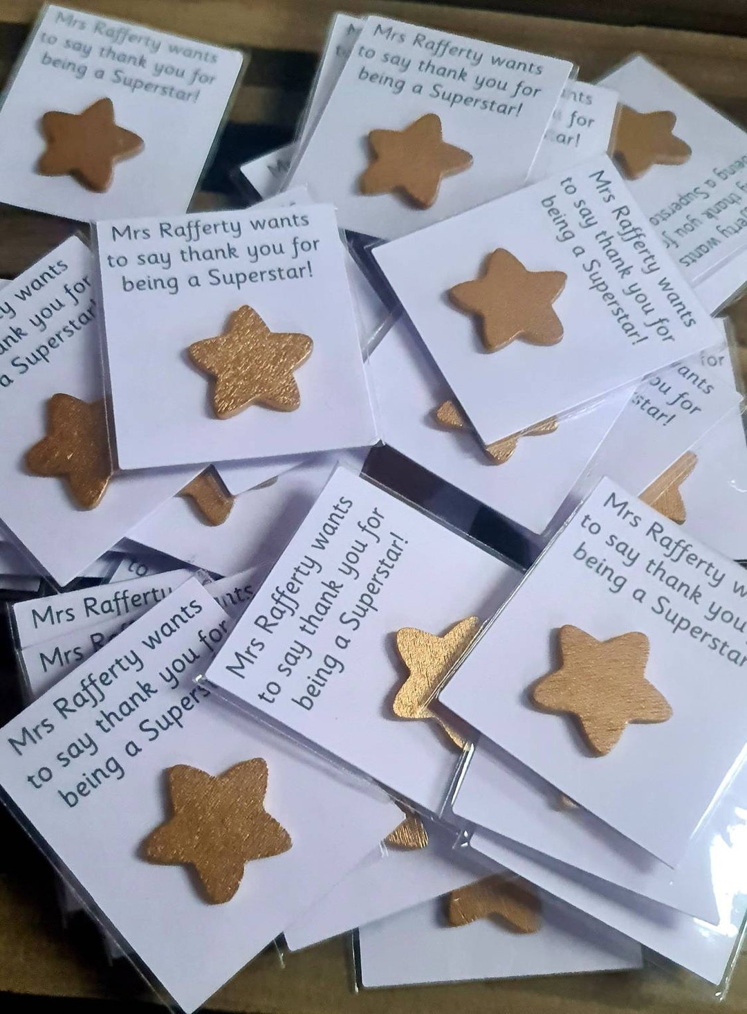 Class Gifts End of Year Wooden Gold Star Personalised School Pupil ...