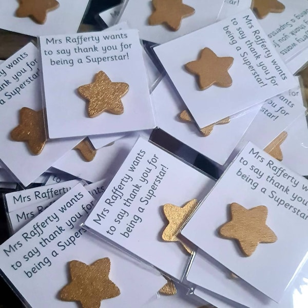 Class gifts end of year Wooden gold star personalised school pupil student leavers teacher from teacher to children corporate business