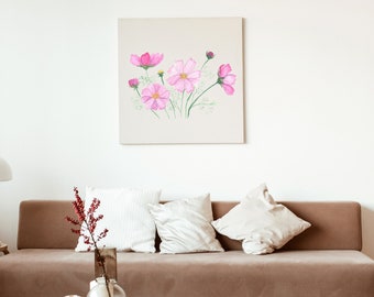 Pink Flowers Wall Art, Wall Art, Digital Print, Art Print, Pink Flowers Print, Painting Art, Flowers Art PNG JPG