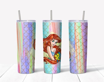 Vaso flaco Princesa Sirena de 20 oz