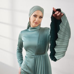 Modesto Abaya Hijab vestido vestido islámico, Abaya de lujo, satén Abaya Dubai, vestido de novia musulmán, vestido Nikah, vestido de fiesta, Hijabi Abaya