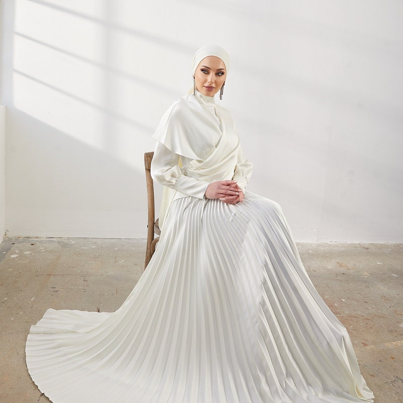 6 Color Options Satin Abaya Dress #251065