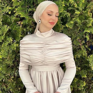 Bescheidenes Abendkleid,Hijab Kleid,Nikkah Kleid,Dubai Abaya, Hochzeitskleid,Hijab Abendkleid,Muslimisches Kleid,Abiye,Satin Maxi Stone Abaya
