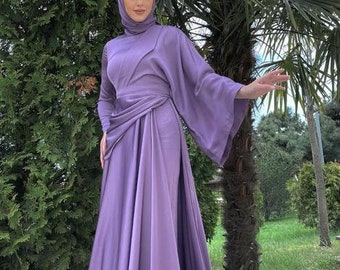 muslim graduation dresses Modest Evening For Ladies -Niswa Fashion Select payment method and add notes of your size and color choice Modest Lilac Dress,muslim Formal Dress,lilac