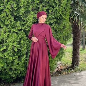 Hijab Dress Abaya Eid Dress, Islam Dress,Modern Abaya,Satin Abaya Muslim Wedding Dress,Evening Gown,Hijab Abendkleid,Modest Muslim Abayati