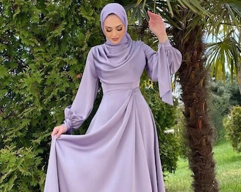 strapless open back dress Purple Infinity Bridesmaid Dress with Long Straps and Folded Skirt