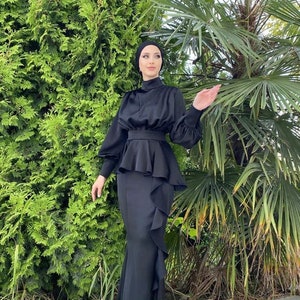 Evening Gown,Wedding Abaya,Luxury Abaya,Nikah Kleid,Satin Dubai Abaya,Islam Occasion dress,Hijab Brautkleid,Modest Muslim Gown,Abito de sera