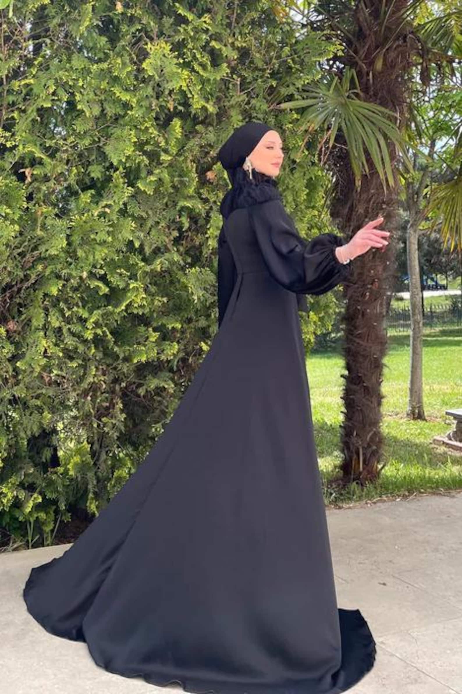 Asymmetrical Muslim Wedding Dress Modest Designer Style Wear