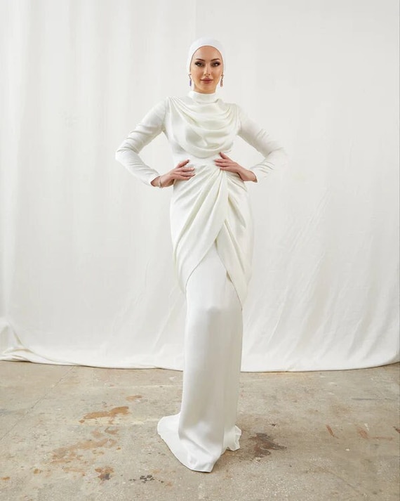 white long dress hijab