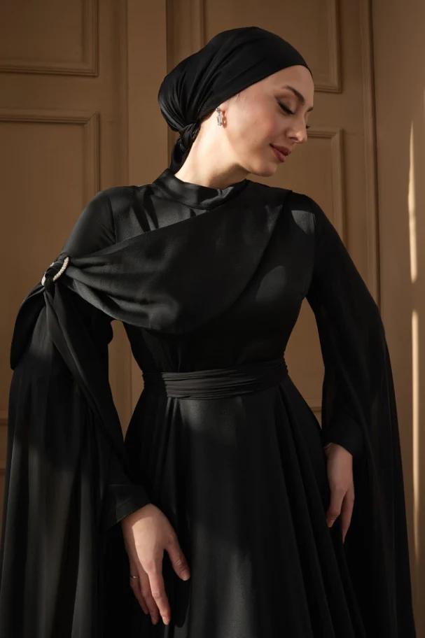 Modest Jewelled Formal Dress,Islamic Dress,Hijab Dress,Prom dress,evening Dress,Abendkleid,Modest Maxi Dress,Formal Satin Powder Color Abaya
