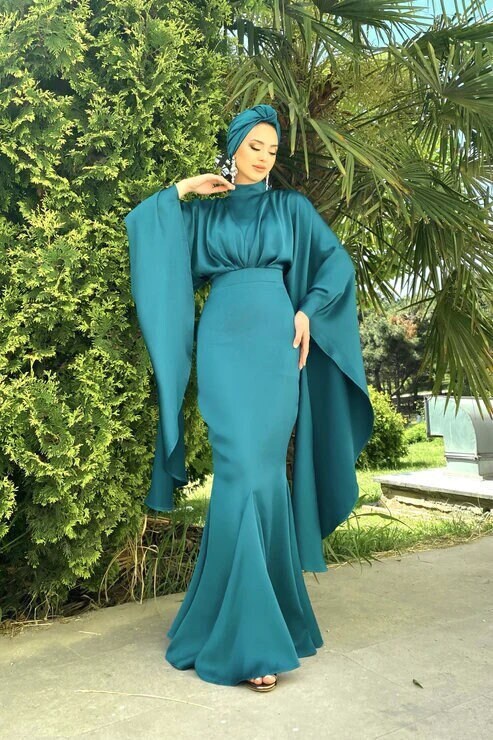 Hijab Dress, Eid Dress, Islamic Dress,Modern Abaya,Satin Abaya Dubai,Muslim Dress, Wedding dress,evening Gown,Prom Dress,Modest Muslim Abaya