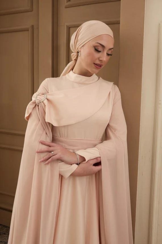 Modest Jewelled Muslim Dress,Islamic Dress,Hijab Dress,Prom dress,evening Dress, Engagement Dress,Long Sleeve Dress,Formal Satin Black Abaya