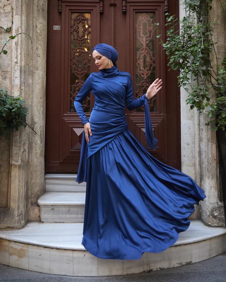 blue hijab dress 33 Baby blue outfits ideas