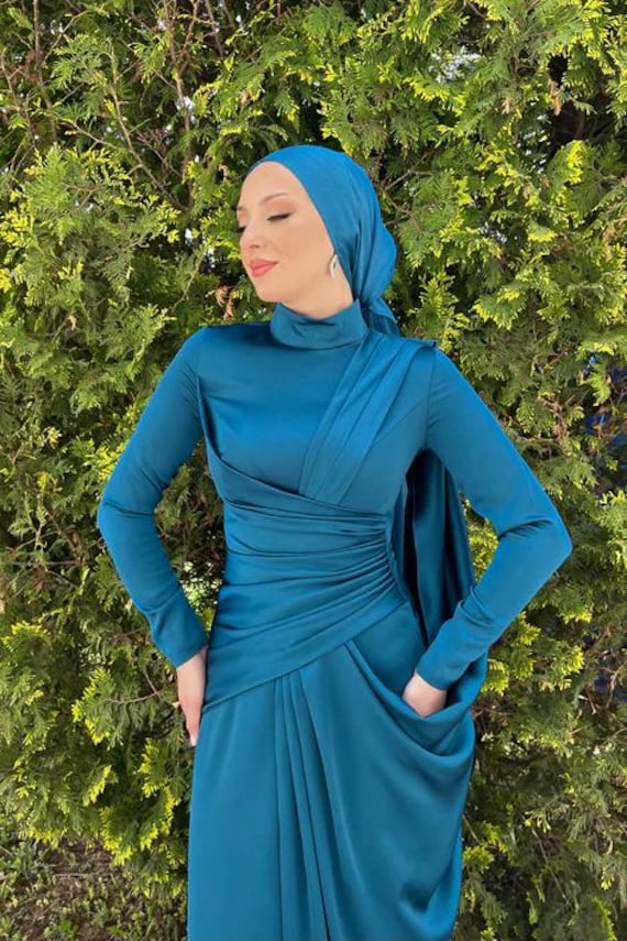 formal dress for muslim wedding Long Sleeve Black Starry Ball Gown Muslim Style Wedding Dress FD1770 H –  Viniodress